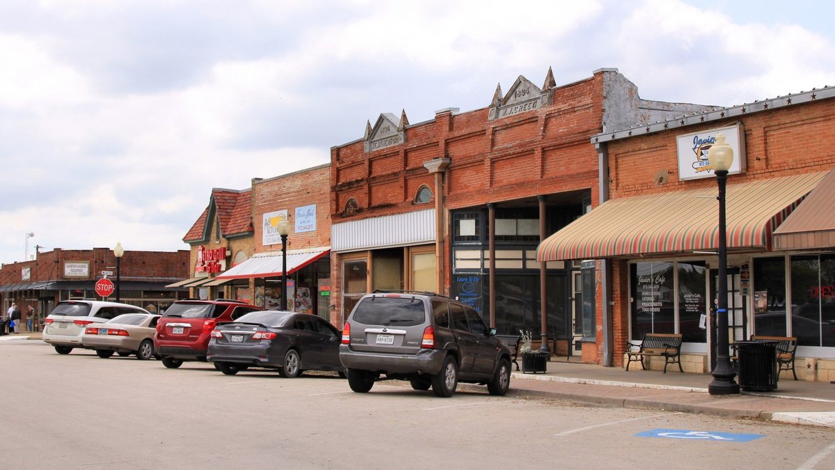 Historic commercial district in downtown Ferris, Texas