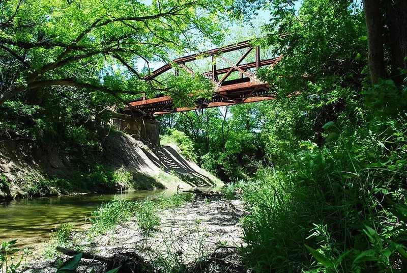 Historic pony-truss railroad bridge over Red Oak Creek in Red Oak, Texas